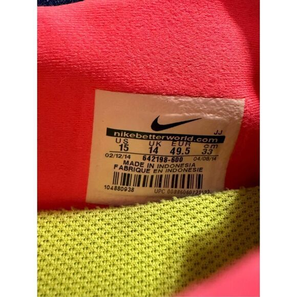Nike Men's Size 15 Free Running Shoes Neon Coral Pink Red Athletic Bright Vivid - Picture 12 of 12